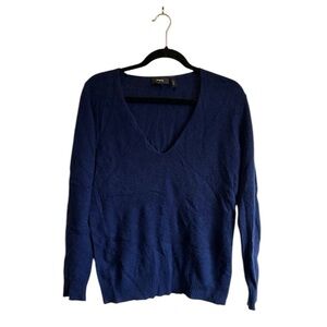 Theory Adrianna RL Feather Cashmere V Neck Sweater Blue Size Small Womens